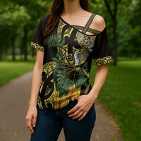 Yellow New Zealand Kowhai And Piwakawaka Cross Shoulder Shirt Maori Ngaru Paua Shell LT14 - Polynesian Pride