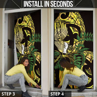 Yellow New Zealand Kowhai And Piwakawaka Door Cover Maori Ngaru Paua Shell LT14 - Polynesian Pride