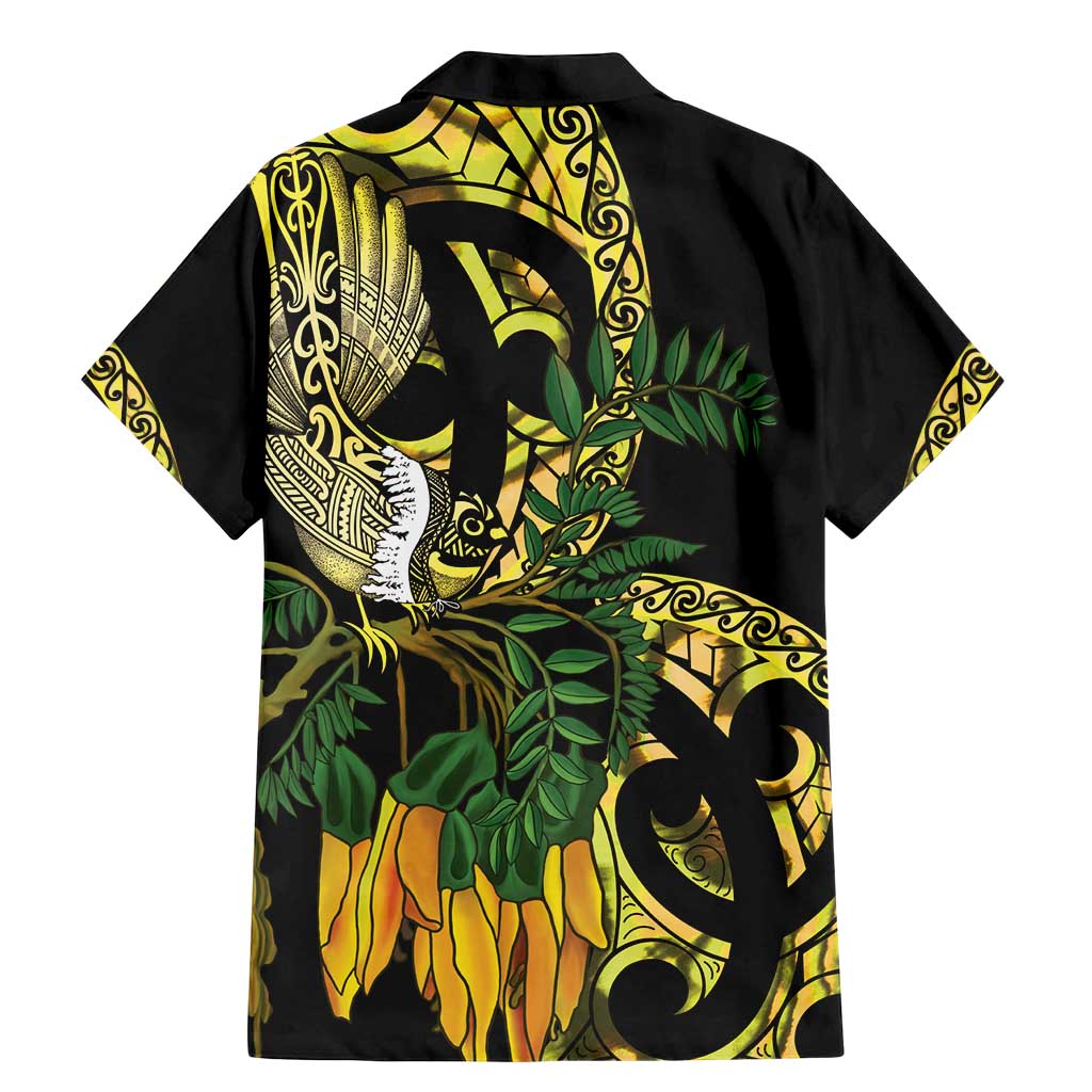 Yellow New Zealand Kowhai And Piwakawaka Family Matching Mermaid Dress and Hawaiian Shirt Maori Ngaru Paua Shell LT14 - Polynesian Pride
