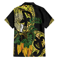 Yellow New Zealand Kowhai And Piwakawaka Family Matching Puletasi and Hawaiian Shirt Maori Ngaru Paua Shell LT14 - Polynesian Pride