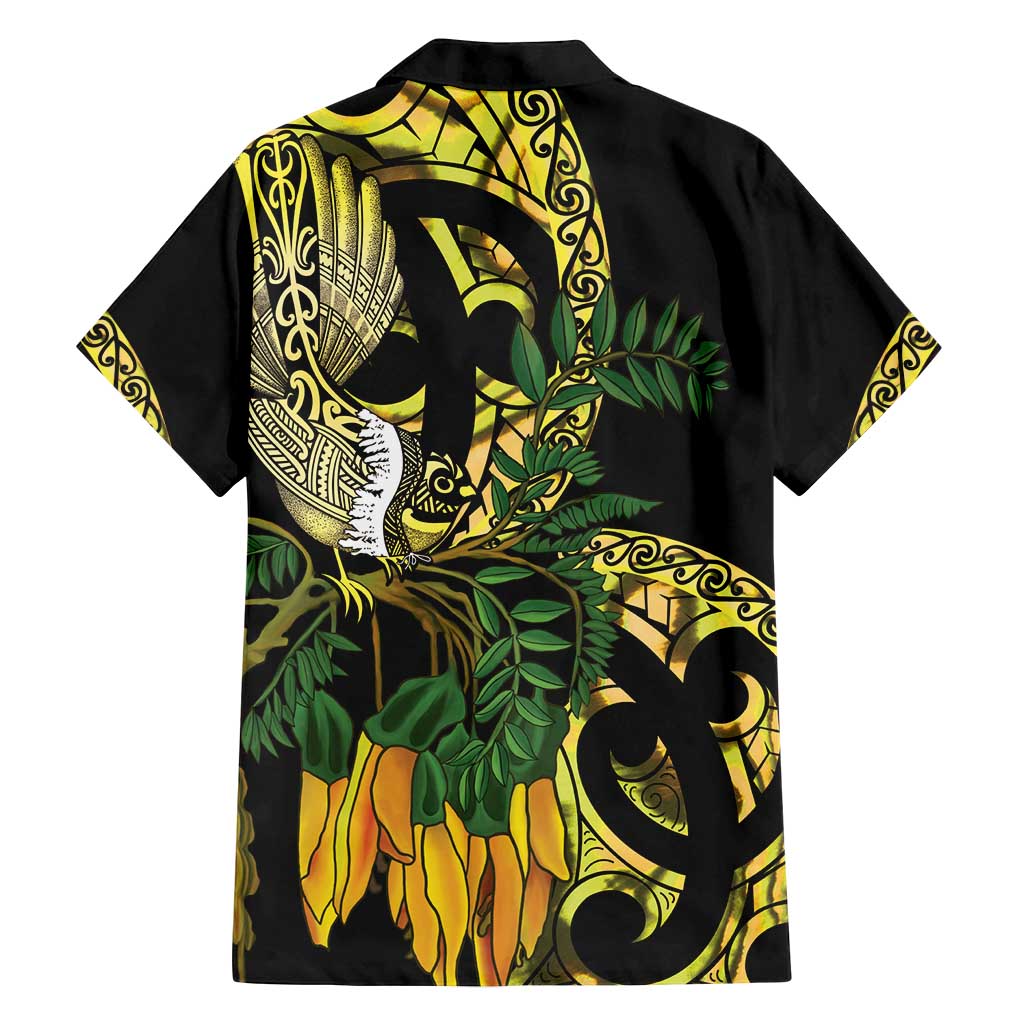 Yellow New Zealand Kowhai And Piwakawaka Family Matching Tank Maxi Dress and Hawaiian Shirt Maori Ngaru Paua Shell LT14 - Polynesian Pride