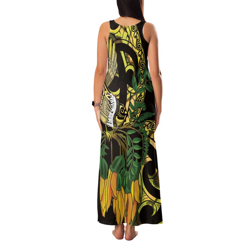 Yellow New Zealand Kowhai And Piwakawaka Family Matching Tank Maxi Dress and Hawaiian Shirt Maori Ngaru Paua Shell LT14 - Polynesian Pride