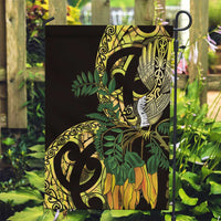 Yellow New Zealand Kowhai And Piwakawaka Garden Flag Maori Ngaru Paua Shell LT14 Garden Flag Yellow - Polynesian Pride