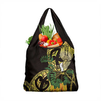 Yellow New Zealand Kowhai And Piwakawaka Grocery Bag Maori Ngaru Paua Shell LT14 1-pack One Size Yellow - Polynesian Pride
