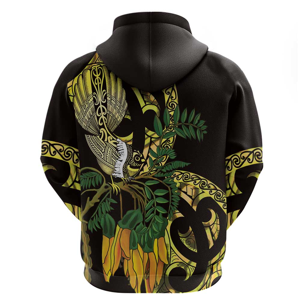 Yellow New Zealand Kowhai And Piwakawaka Hoodie Maori Ngaru Paua Shell LT14 - Polynesian Pride