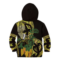 Yellow New Zealand Kowhai And Piwakawaka Kid Hoodie Maori Ngaru Paua Shell LT14 - Polynesian Pride