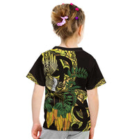 Yellow New Zealand Kowhai And Piwakawaka Kid T Shirt Maori Ngaru Paua Shell LT14 - Polynesian Pride