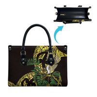 Yellow New Zealand Kowhai And Piwakawaka Leather Bag Maori Ngaru Paua Shell LT14 - Polynesian Pride