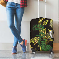 Yellow New Zealand Kowhai And Piwakawaka Luggage Cover Maori Ngaru Paua Shell LT14 - Polynesian Pride