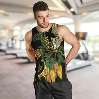 Yellow New Zealand Kowhai And Piwakawaka Men Tank Top Maori Ngaru Paua Shell LT14 Yellow - Polynesian Pride