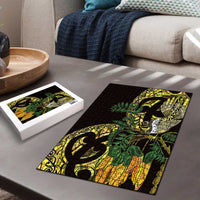 Yellow New Zealand Kowhai And Piwakawaka Puzzle Maori Ngaru Paua Shell LT14 - Polynesian Pride
