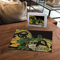Yellow New Zealand Kowhai And Piwakawaka Puzzle Maori Ngaru Paua Shell LT14 - Polynesian Pride