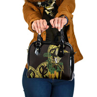 Yellow New Zealand Kowhai And Piwakawaka Shoulder Handbag Maori Ngaru Paua Shell LT14 One Size Yellow - Polynesian Pride
