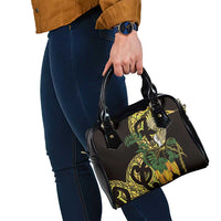Yellow New Zealand Kowhai And Piwakawaka Shoulder Handbag Maori Ngaru Paua Shell LT14 - Polynesian Pride