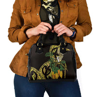 Yellow New Zealand Kowhai And Piwakawaka Shoulder Handbag Maori Ngaru Paua Shell LT14 - Polynesian Pride