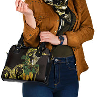 Yellow New Zealand Kowhai And Piwakawaka Shoulder Handbag Maori Ngaru Paua Shell LT14 - Polynesian Pride