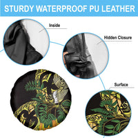 Yellow New Zealand Kowhai And Piwakawaka Spare Tire Cover Maori Ngaru Paua Shell LT14 - Polynesian Pride