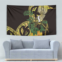 Yellow New Zealand Kowhai And Piwakawaka Tapestry Maori Ngaru Paua Shell LT14 - Polynesian Pride