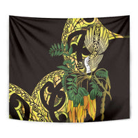 Yellow New Zealand Kowhai And Piwakawaka Tapestry Maori Ngaru Paua Shell LT14 - Polynesian Pride