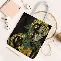 Yellow New Zealand Kowhai And Piwakawaka Tote Bag Maori Ngaru Paua Shell LT14 White Strap One Size Yellow - Polynesian Pride