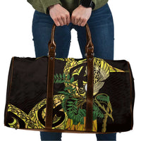 Yellow New Zealand Kowhai And Piwakawaka Travel Bag Maori Ngaru Paua Shell LT14 Yellow - Polynesian Pride