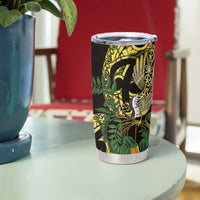 Yellow New Zealand Kowhai And Piwakawaka Tumbler Cup Maori Ngaru Paua Shell LT14 - Polynesian Pride