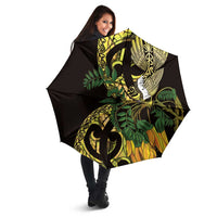 Yellow New Zealand Kowhai And Piwakawaka Umbrella Maori Ngaru Paua Shell LT14 - Polynesian Pride