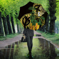 Yellow New Zealand Kowhai And Piwakawaka Umbrella Maori Ngaru Paua Shell LT14 - Polynesian Pride