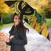 Yellow New Zealand Kowhai And Piwakawaka Umbrella Maori Ngaru Paua Shell LT14 - Polynesian Pride