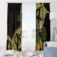 Yellow New Zealand Kowhai And Piwakawaka Window Curtain Maori Ngaru Paua Shell LT14 - Polynesian Pride