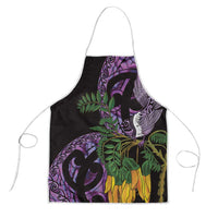 Purple New Zealand Kowhai And Piwakawaka Apron Maori Ngaru Paua Shell LT14 Purple - Polynesian Pride
