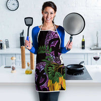 Purple New Zealand Kowhai And Piwakawaka Apron Maori Ngaru Paua Shell LT14 - Polynesian Pride