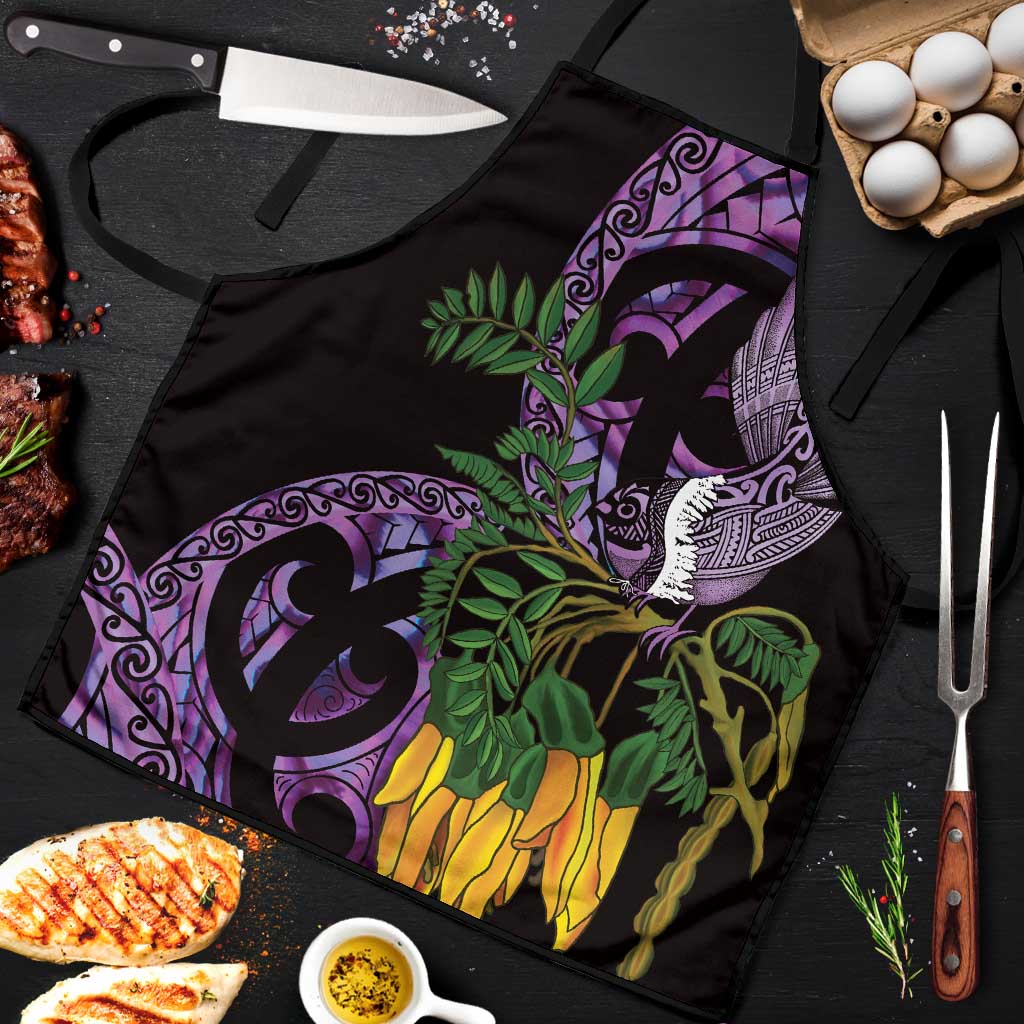Purple New Zealand Kowhai And Piwakawaka Apron Maori Ngaru Paua Shell LT14 Purple - Polynesian Pride