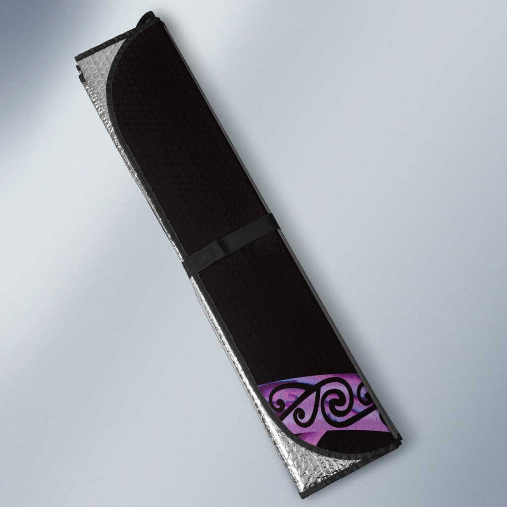 Purple New Zealand Kowhai And Piwakawaka Auto Sun Shade Maori Ngaru Paua Shell LT14 - Polynesian Pride