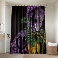 Purple New Zealand Kowhai And Piwakawaka Bathroom Set Maori Ngaru Paua Shell LT14 Shower Curtain Only Purple - Polynesian Pride