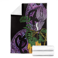 Purple New Zealand Kowhai And Piwakawaka Blanket Maori Ngaru Paua Shell LT14 - Polynesian Pride