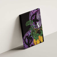 Purple New Zealand Kowhai And Piwakawaka Canvas Wall Art Maori Ngaru Paua Shell LT14 - Polynesian Pride