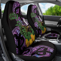 Purple New Zealand Kowhai And Piwakawaka Car Seat Cover Maori Ngaru Paua Shell LT14 - Polynesian Pride