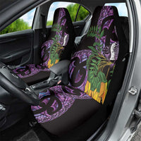 Purple New Zealand Kowhai And Piwakawaka Car Seat Cover Maori Ngaru Paua Shell LT14 - Polynesian Pride