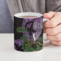 Purple New Zealand Kowhai And Piwakawaka Ceramic Mug Maori Ngaru Paua Shell LT14 - Polynesian Pride