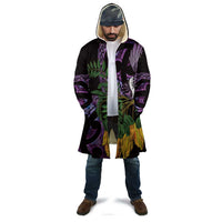Purple New Zealand Kowhai And Piwakawaka Cloak Maori Ngaru Paua Shell LT14 - Polynesian Pride