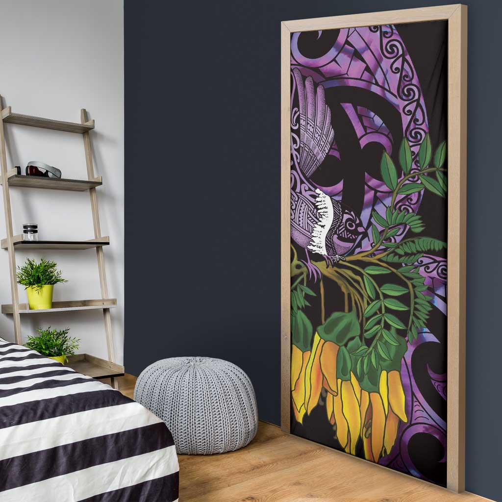 Purple New Zealand Kowhai And Piwakawaka Door Cover Maori Ngaru Paua Shell LT14 - Polynesian Pride