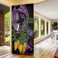 Purple New Zealand Kowhai And Piwakawaka Door Cover Maori Ngaru Paua Shell LT14 - Polynesian Pride