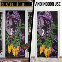Purple New Zealand Kowhai And Piwakawaka Door Cover Maori Ngaru Paua Shell LT14 - Polynesian Pride