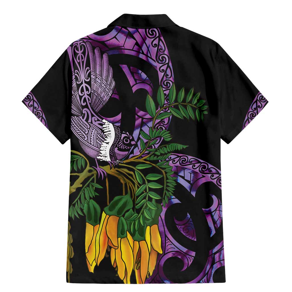 Purple New Zealand Kowhai And Piwakawaka Family Matching Mermaid Dress and Hawaiian Shirt Maori Ngaru Paua Shell LT14 - Polynesian Pride