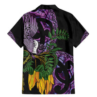 Purple New Zealand Kowhai And Piwakawaka Family Matching Mermaid Dress and Hawaiian Shirt Maori Ngaru Paua Shell LT14 - Polynesian Pride