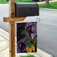 Purple New Zealand Kowhai And Piwakawaka Garden Flag Maori Ngaru Paua Shell LT14 - Polynesian Pride