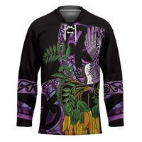 Purple New Zealand Kowhai And Piwakawaka Hockey Jersey Maori Ngaru Paua Shell LT14 Unisex Purple - Polynesian Pride