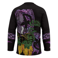 Purple New Zealand Kowhai And Piwakawaka Hockey Jersey Maori Ngaru Paua Shell LT14 - Polynesian Pride