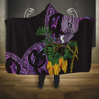 Purple New Zealand Kowhai And Piwakawaka Hooded Blanket Maori Ngaru Paua Shell LT14 - Polynesian Pride